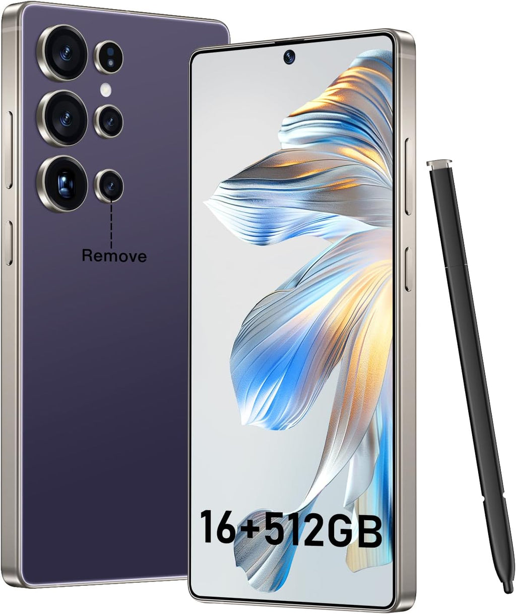 BXV I25 Ultra 16+512GB Smartphone - 7000mAh Battery, 6.99-inch Display, Built-in Pen, Android 14, Snapdragon 8 Gen3, 68MP+108MP Camera Outperform Competitors in Speed & Power (Purple)