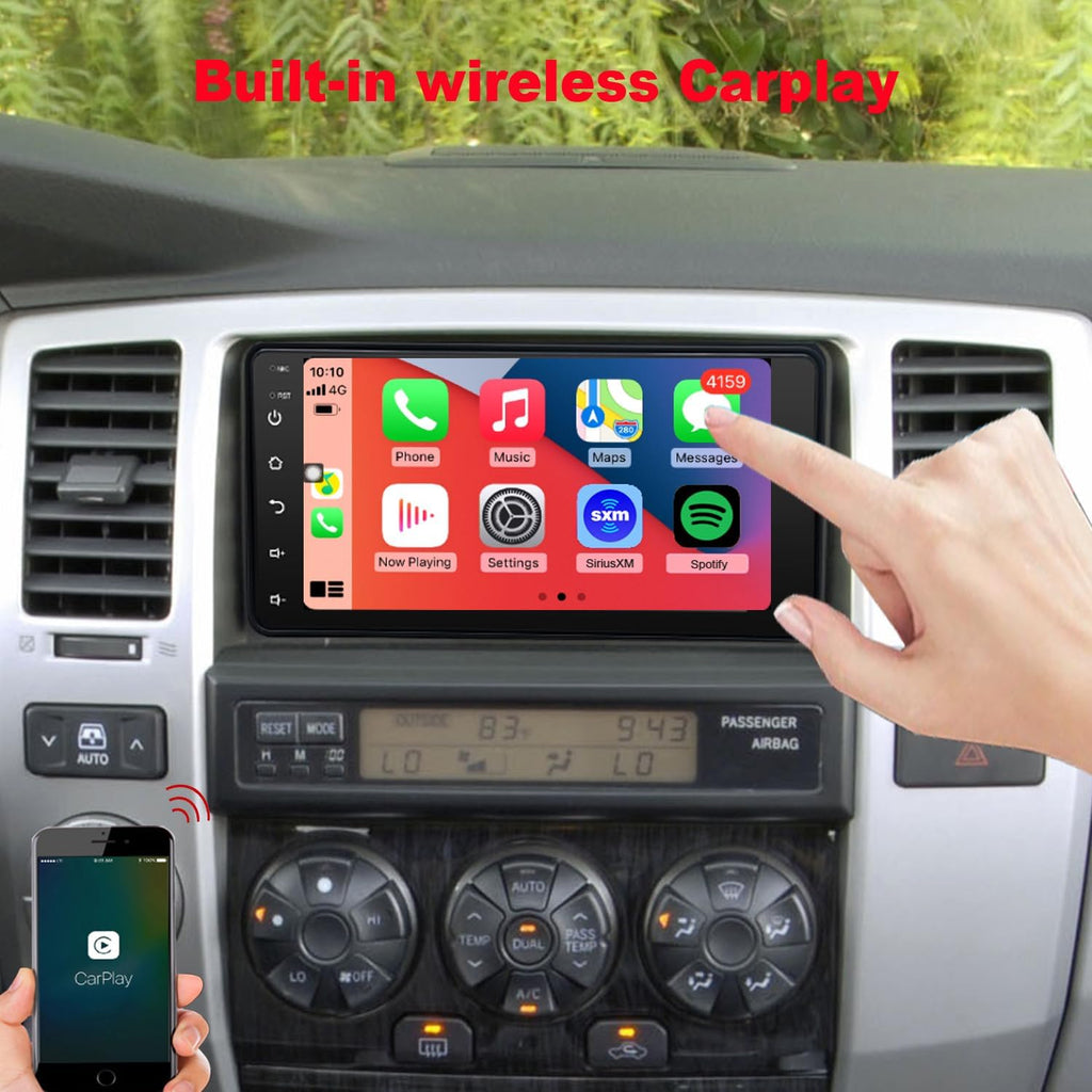 For Toyota Radio upgrade 4Runner 2003-2009 Tundra 2003-2006 Sequoia 2003-2007 Android Stereo replacement IPS touch screen steering wheel control build in wireless carplay Android Auto Free camera