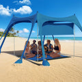 Suteck Beach Tent Sun Shelter with Sidewall, Easy Set Up 10x10ft Beach Canopy, Outdoor Sun Shade with UPF 50+UV Protection, 8 Sandbags, 4 Stability Poles for Camping, Fishing or Picnics(Navy Blue)