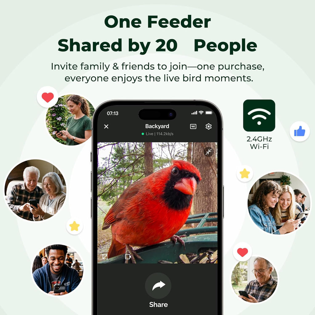 Kiwibit Solar Smart Bird Feeder with Camera No Subscription, AI Bird Species Identification, 4K HD Live Video & 8MP Photos, Wireless Outdoor Wild Bird Watching Gifts for Bird Lovers, Brown