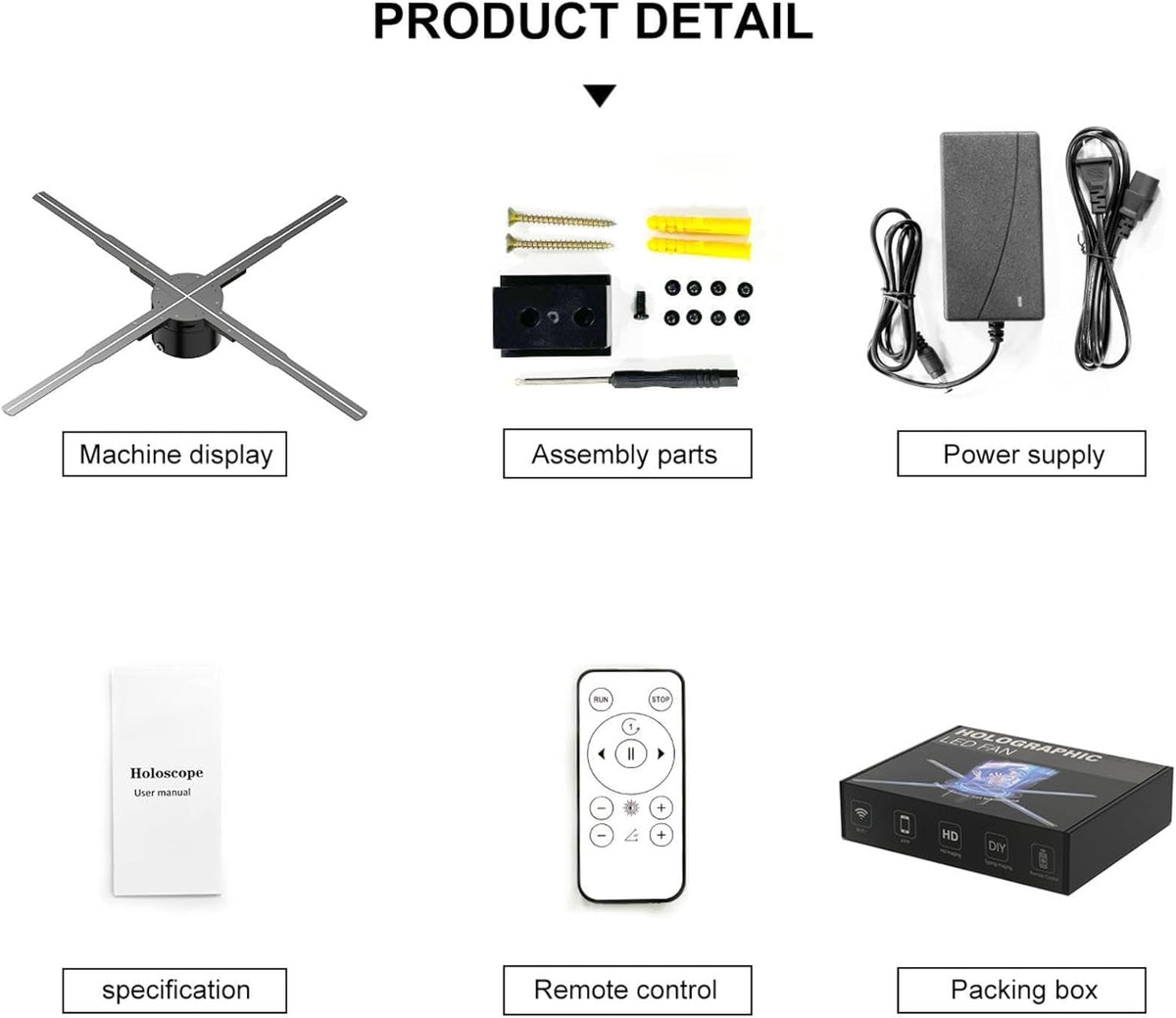3D Hologram fan - 24.4 Inch Holographic Video Advertising Projector Support APP+Bluetooth Audio+WIFI (62CM)