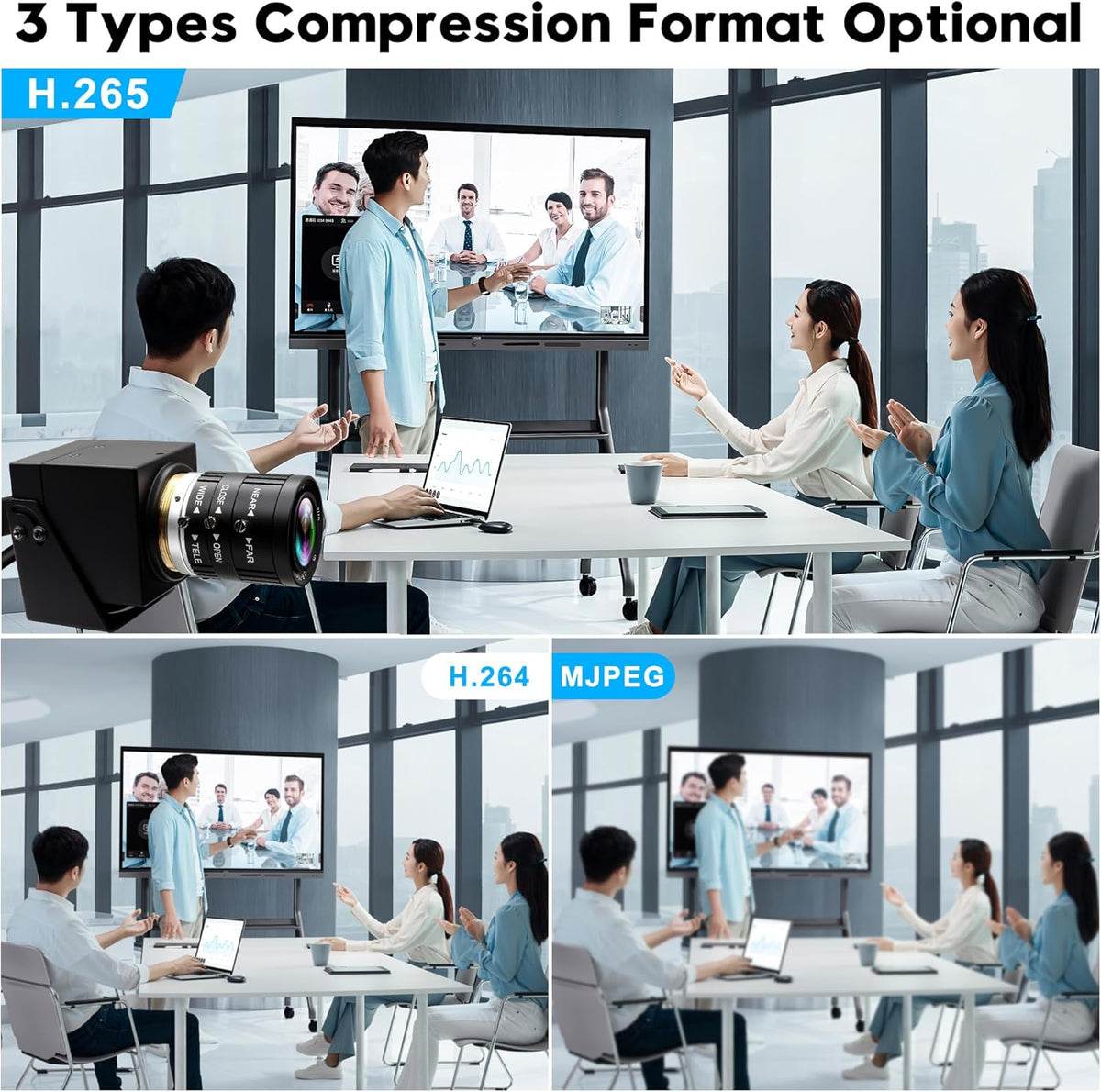 4K 60fps High Speed Camera USB3.0 & HDMI Dual Simultaneous Output 3X Manual CS-Mount Varifocal Lens with 2X Digital Zoom H.264 Security Camera for Computers TVs Projectors Video Conferences