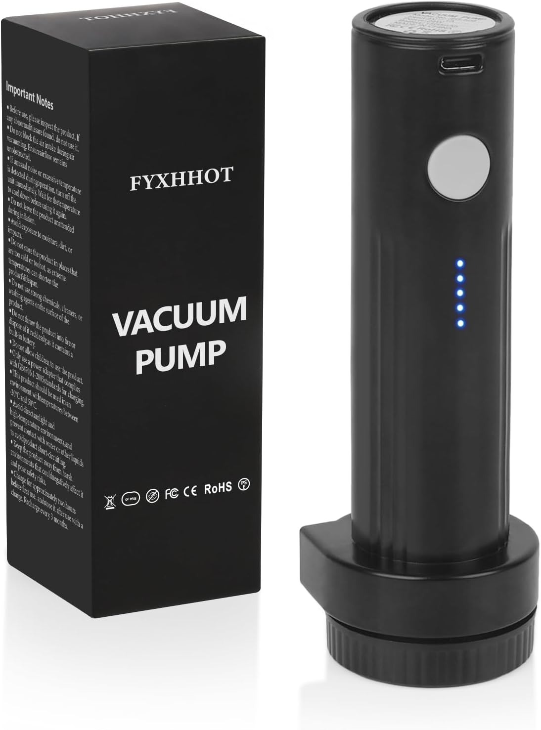 Cordless Electric Vacuum Pump for Vacuum Storage Bags Travel, Travel Air Pump, Portable USB Rechargeable Seal & Compression Bag Pump Space Saver for Clothes, Blankets & Bedding (Without Storage Bags)
