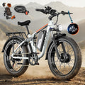6000W Max Speed 45MPH Dual Motor Electric Bike for Adults,60V 1200Wh Removable Battery with 24" Fat Tire Up to 100 Miles Range with Full Suspension All Terrain Ebike for Men Women PU364