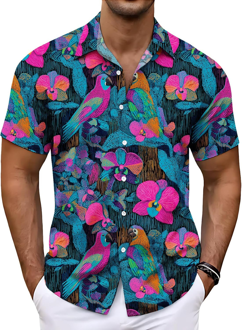 Mens Summer Shirts V Neck Beach Vacation Tops Short Sleeve Hawaiian Print Shirt for Men Funny Graphic Casual Hawaii Graphic