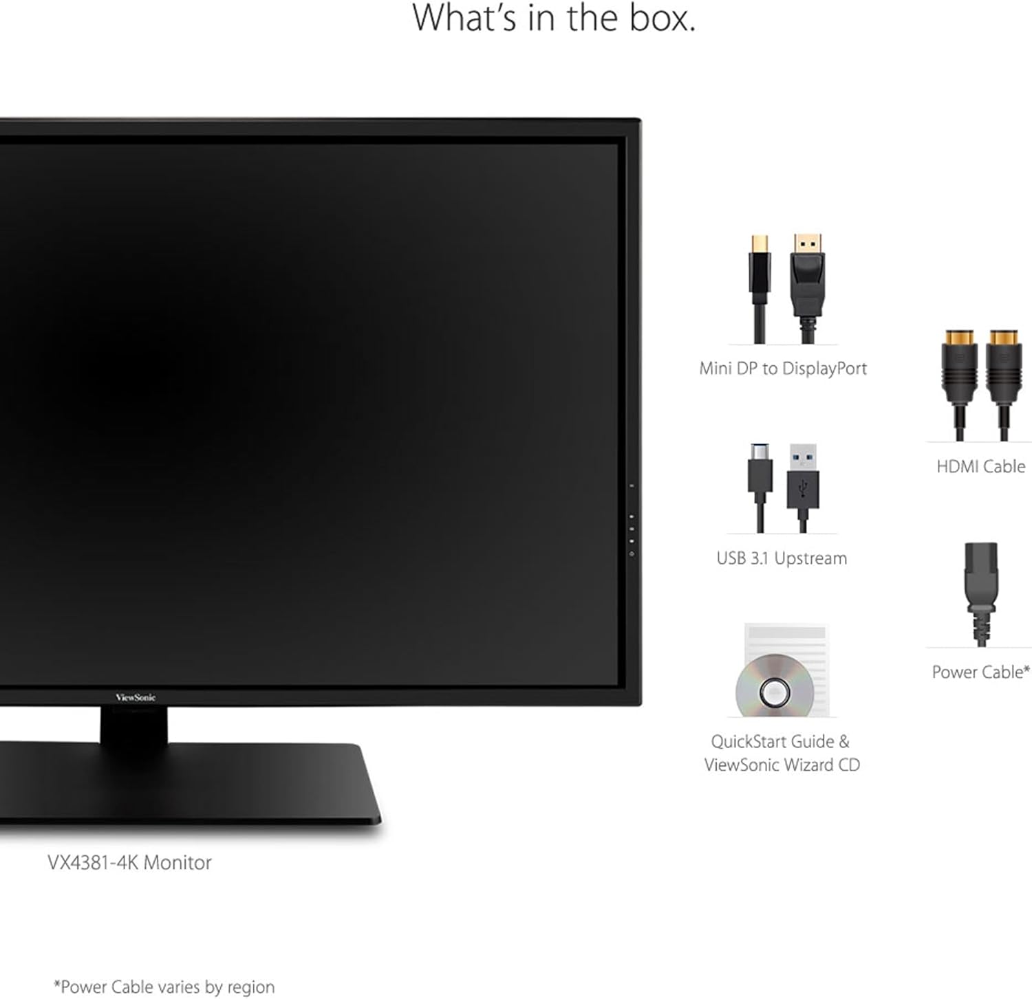 ViewSonic VX4381-4K 43 Inch 4K Monitor, MVA Display with HDR10 for Ultimate Home Entertainment and Large-Format Productivity, Eye Care Technology, HDMI, and DisplayPort Inputs