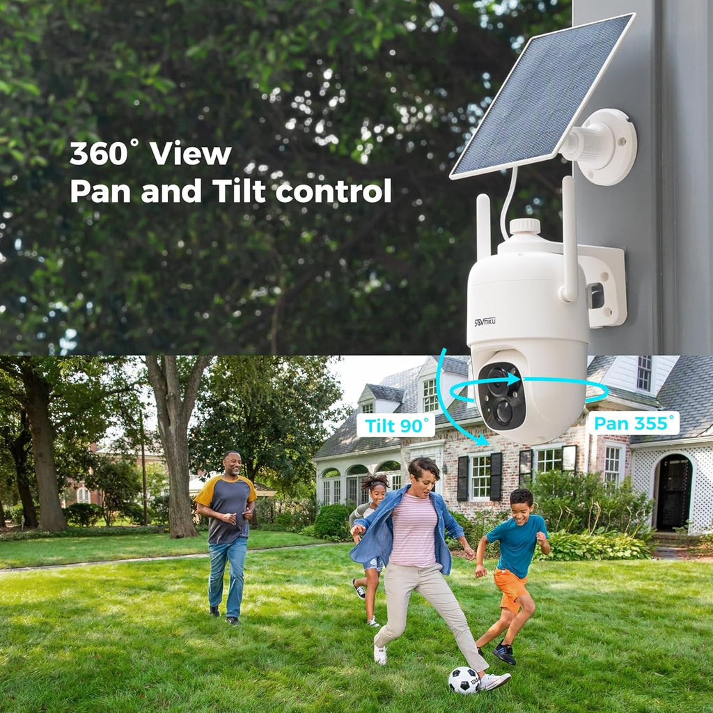 Vicohome 4CQ1 AI 2K Solar Security Camera Wireless Outdoor, Battery Powered,Two Way Audio,Motion Detection, 360° View,Easy to Setup,Color Night Vision,Audible Flashlight Siren,180 Days Care Plan