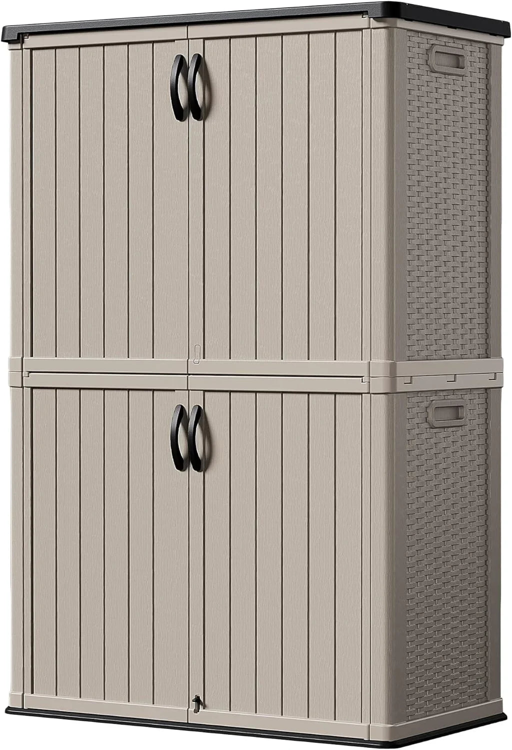 Devoko Outdoor Storage Cabinet 26 Cu Ft with Lockable Doors, Horizontal Storage Shed Waterproof Patio Tools Storage Box for Sofa Cushions, Gardening Tools and Accessories (White)
