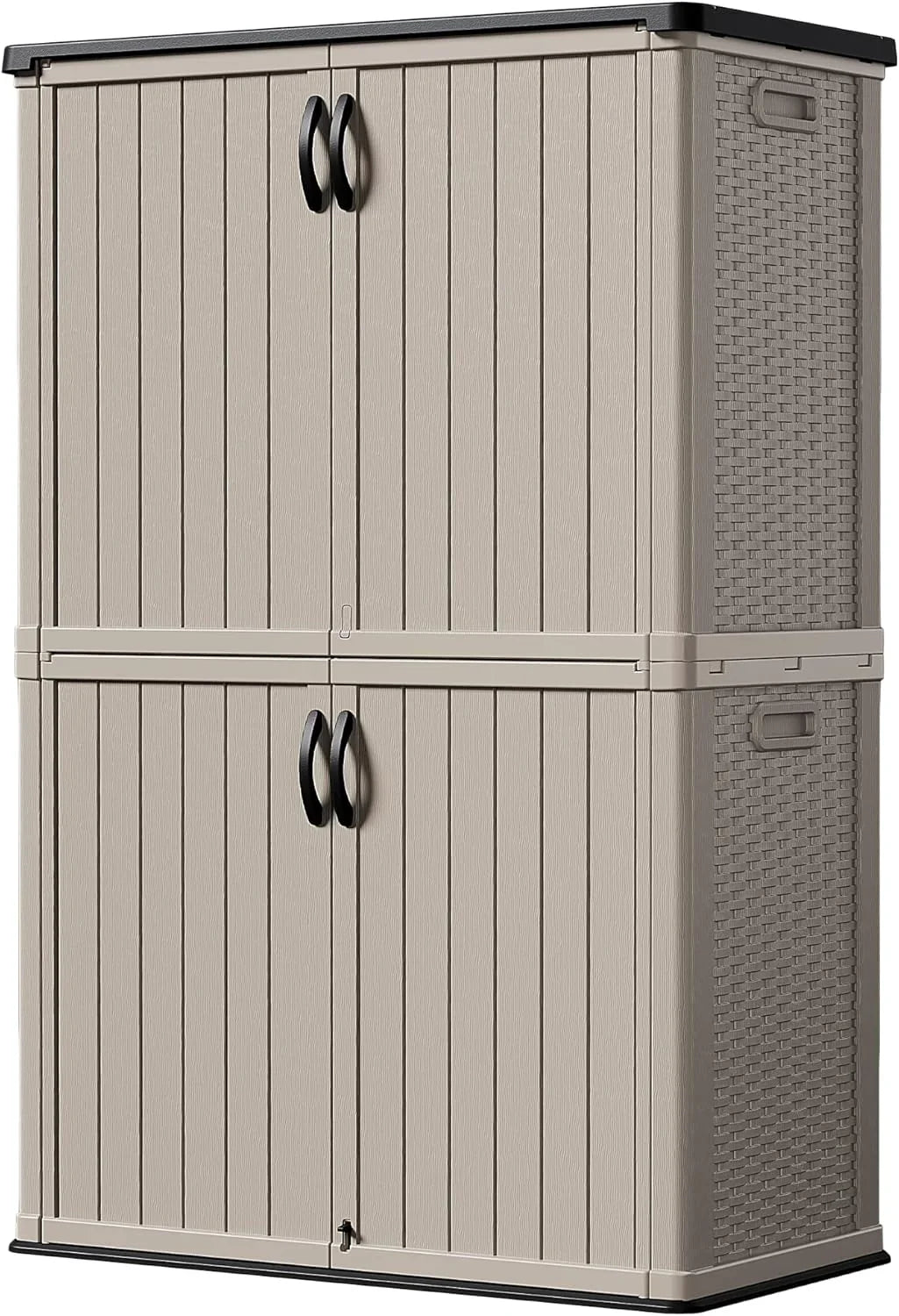 Devoko Outdoor Storage Cabinet 26 Cu Ft with Lockable Doors, Horizontal Storage Shed Waterproof Patio Tools Storage Box for Sofa Cushions, Gardening Tools and Accessories (White)
