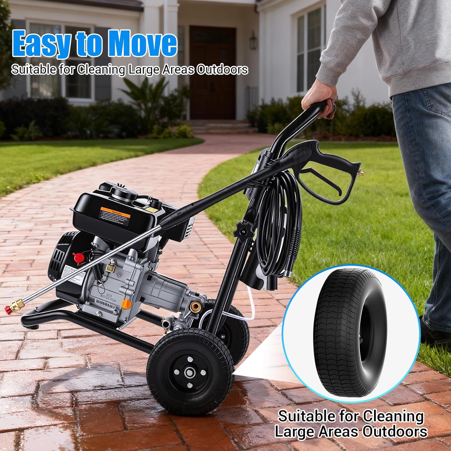 4200PSI Pressure Washer 4.0GPM Gas Power Washer 212CC Gas Powered Washing Machine Commercial High Pressure Washer with 25ft Hose&5 Nozzles for Patio Garden Yard (Dark Black with 25ft Hose)