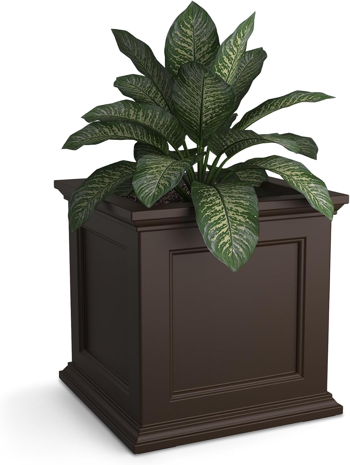 Mayne Fairfield 20-Inch Square Planter – Self-Watering, Weather-Resistant Planter for Flowers – Durable Outdoor Design for Patio, Porch, or Entryway, Espresso