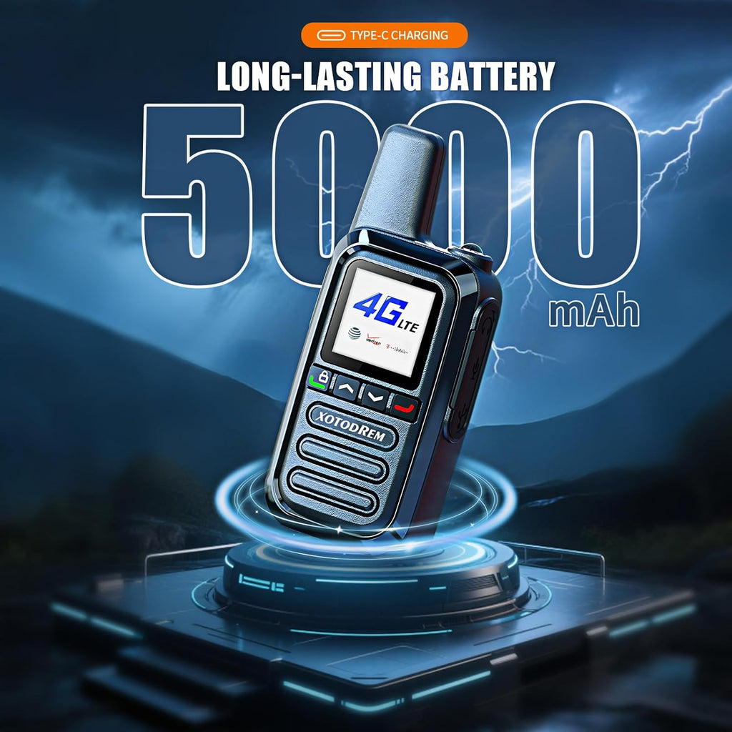 Global Lifetime Free Rapid Walkie Talkies Unlimited Range 4G LTE PoC(Push-to-Talk Over Cellular) Radios Nationwide PTT Two Way Radios Long Distance for Family, Logistics, Company 2pcs with sim Card