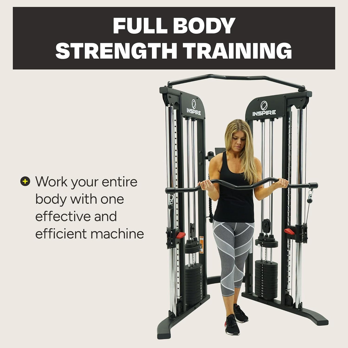 Inspire Fitness FTX Functional Trainer - Compact at Home Workout Machine with Accessories - Space Saving Design - Home Gym Cable Machine and Two 165 lb Weight Stacks