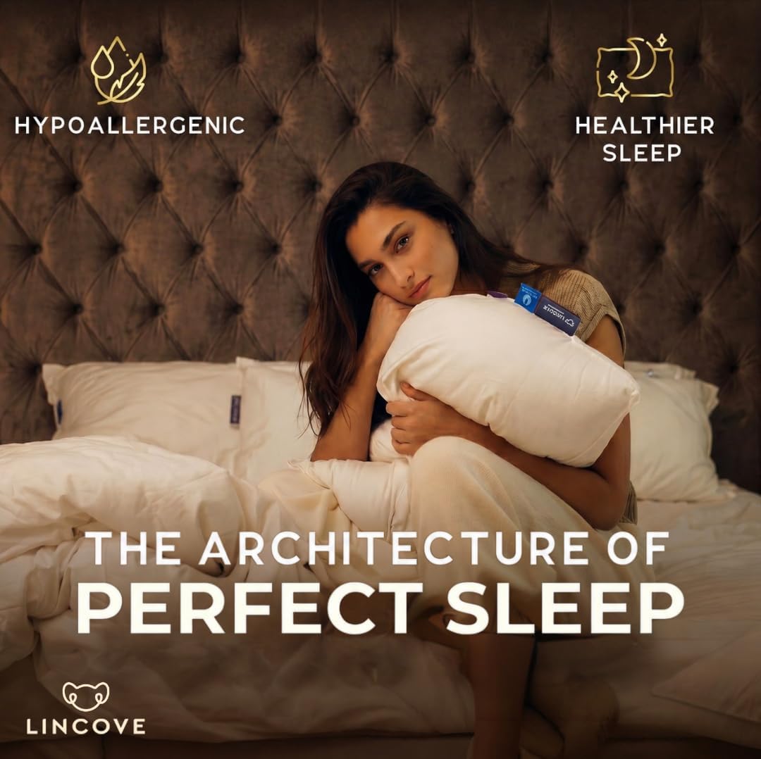 Lincove Cloud Natural Canadian Down Pillow, White Luxury Sleeping Pillow - 625 Fill Power, 500 Thread Count Cotton Shell, Made in Canada, Standard - Medium, 2 Pack