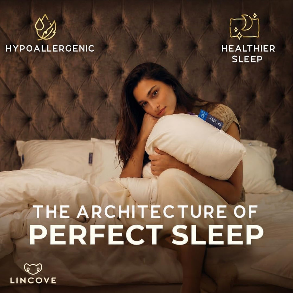 Lincove Signature 100% Natural Canadian White Down Luxury Sleeping Pillow - 800 Fill Power, 500 Thread Count Cotton Shell, Made in Canada, Queen - Medium, 2 Pack