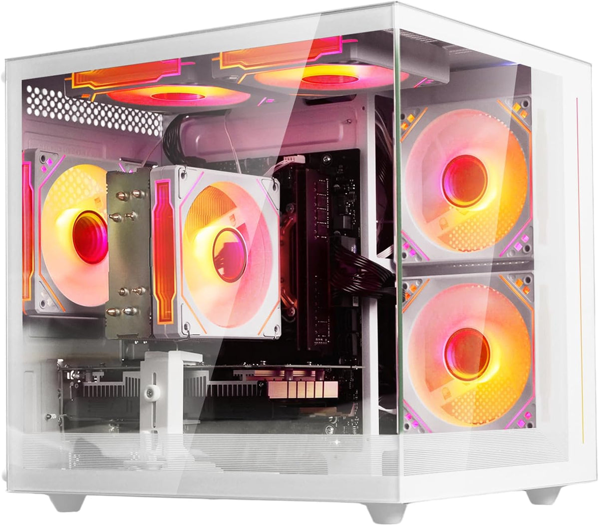 suevery Prebuilt Gaming PC |16G RAM | AMD Ryzen5 6Cores 3.6G Up to 4.1G | 512G SSD | Radeon 4G Graphics Gard | Wi-Fi 6 White Tower Desktop Computer Gamer Home