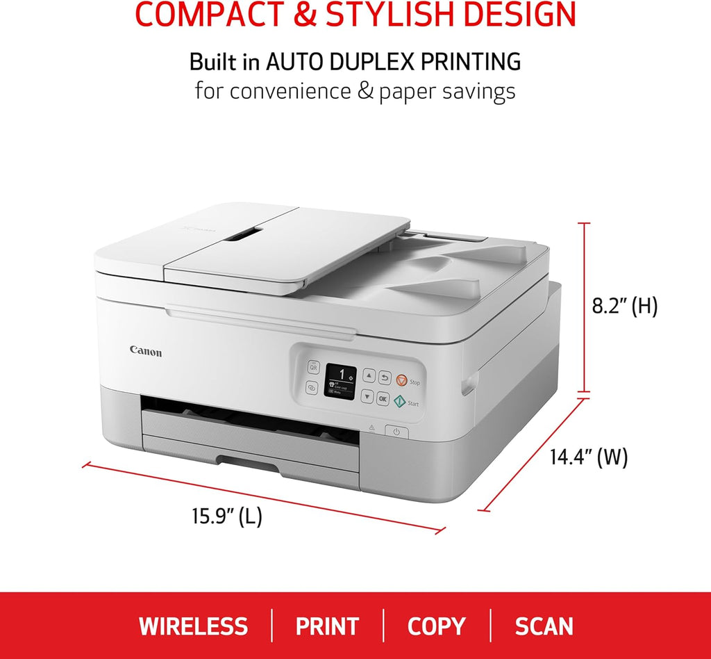 Canon PIXMA TR7020a All-in-One Wireless Color Inkjet Printer, with Duplex Printing, Mobile Printing, and Auto Document Feeder, White