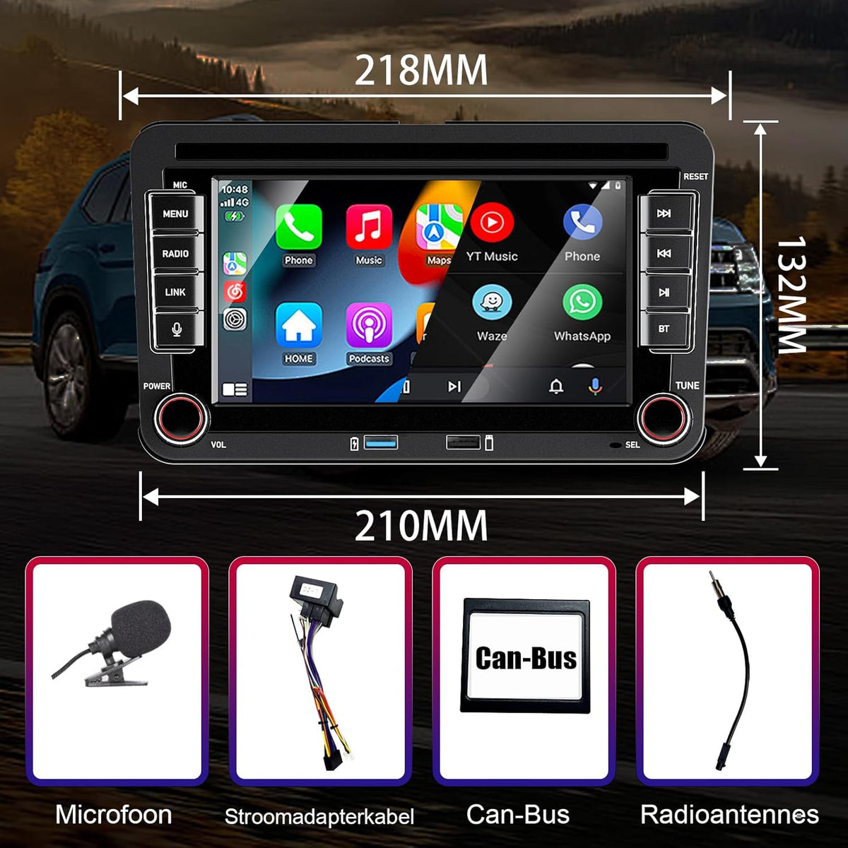 Upgrade Liulbobu Wireless Carplay Car Radio for VW Passat Golf 5 6 Polo MK5 T5 Skoda Jetta Caddy EOS Touran Android Auto, 7 inch Bluetooth Double din Car Stereo for/FM/AM/USB/RDS/High Power