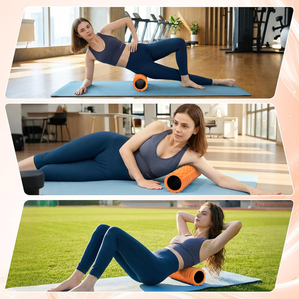Foam Roller for Deep Tissue Massager, 18" Trigger Point Foam Roller, Patented Exercise Roller for Muscle Recovery, Physical Therapy, Improves Mobility, Fitness, Yoga and Pilates (Orange)