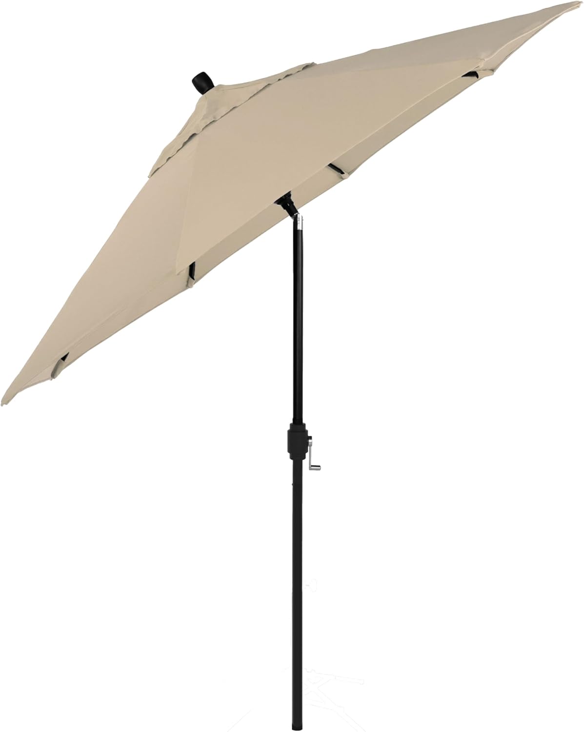 California Umbrella 12-Year-Non-Fading, 9Ft Premium Sunbrella Patio Umbrella, Hand-Crank, Button-Tilt, Black Frame, Beige Fabric