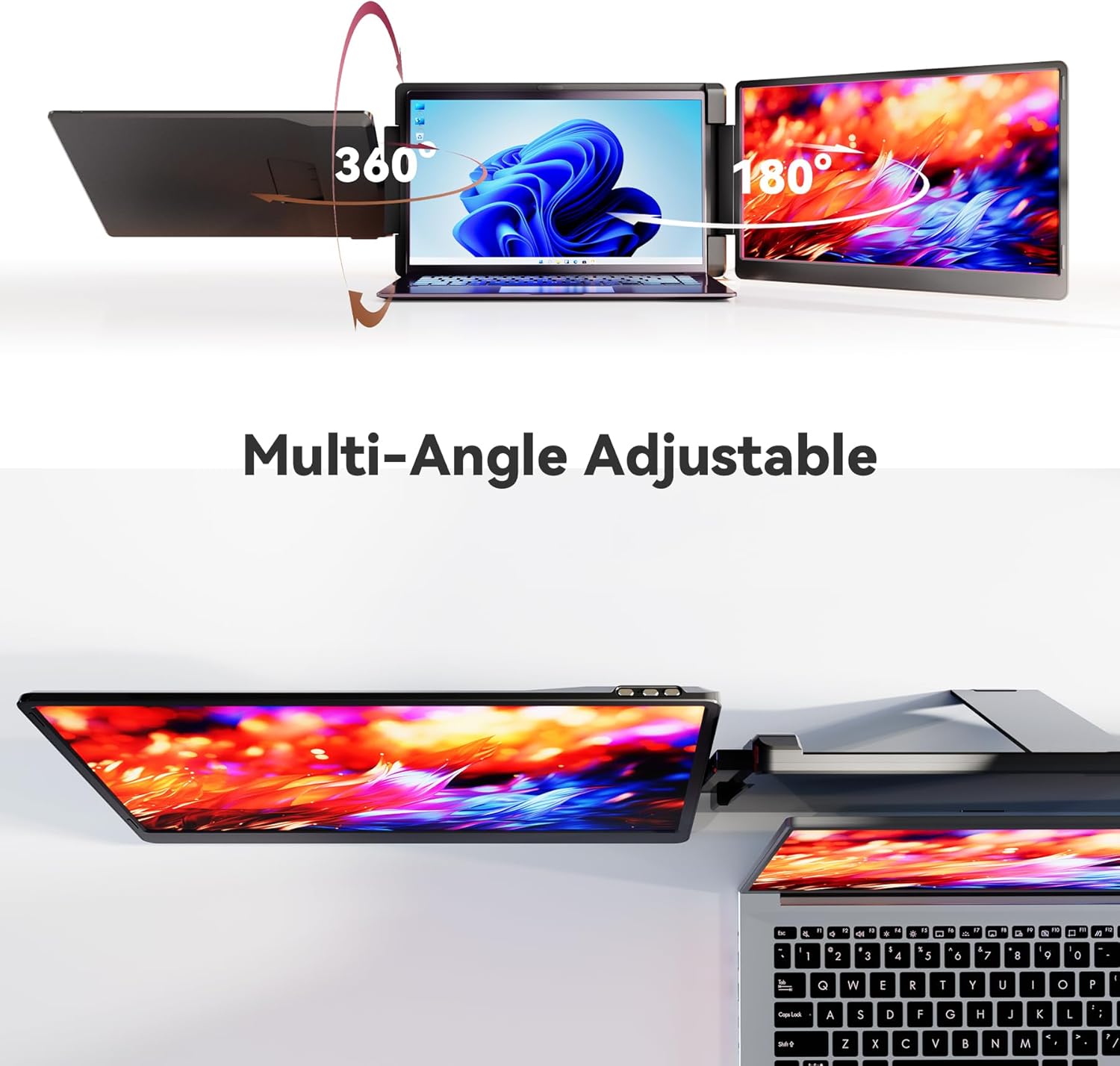 15.6" Laptop Screen Extender, 1080P FHD IPS Portable Monitor, Plug and Play, Triple Portable Laptop Monitor for 13-17" Laptops with USB-C/HDMI, for Wins/MacOS(M1//M2/M3Pro/Max).