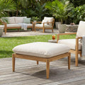 Christopher Knight Home Terassi Indoor/Outdoor Ottoman with Cushion, Acacia Wood Patio Ottoman, Outdoor Foot Stool for Patio Furniture Set, Versatile Stools for Balcony/Garden/Porch, Beige+Light Teak