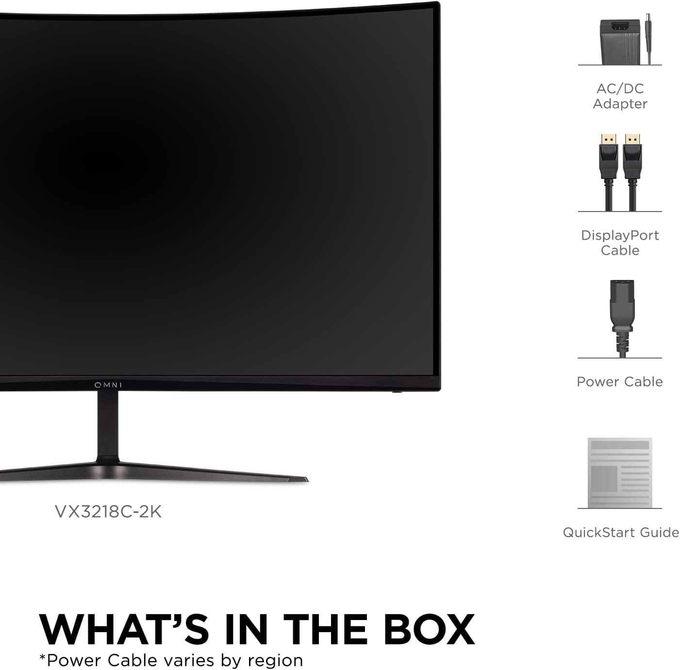 ViewSonic VX3218C-2K 32" Curved 1440p 1ms 165Hz Gaming Monitor with AMD FreeSync Premium, HDMI and Display Port(Renewed)