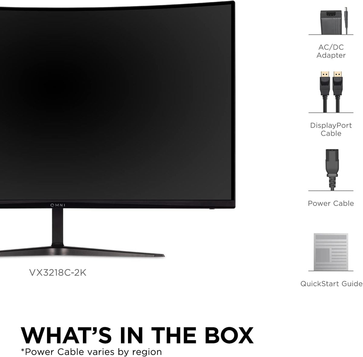 ViewSonic VX3218C-2K 32 Inch 1440p Curved Gaming Monitor, 180Hz and 1ms for Smooth Gameplay, FreeSync Premium and Eye Care Technology for Smooth Visuals, HDMI, and DisplayPort Inputs