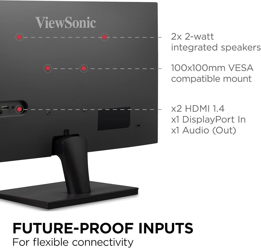 ViewSonic VA2715-2K-MHD 27 Inch 1440p Monitor, LED Display with Adaptive Sync for High-Resolution Home and Office Work, HDMI, and DisplayPort Inputs