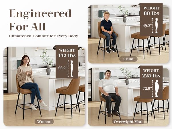 COLAMY Bar Stools Set of 4, 26" Swivel Counter Height Chairs with Back,Thick Padded Seat & Footrest,Modern Faux Leather Barstool for Kitchen Island,Dining Room,Pub,Brown