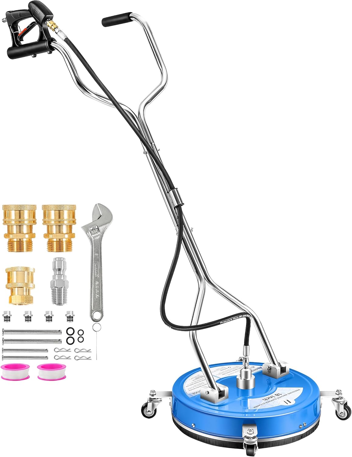M MINGLE 18” Pressure Washer Surface Cleaner, 4500 PSI Surface Cleaner Power Washing, Pressure Washer Accessories for Driveways, Concretes, Patios, Sidewalks