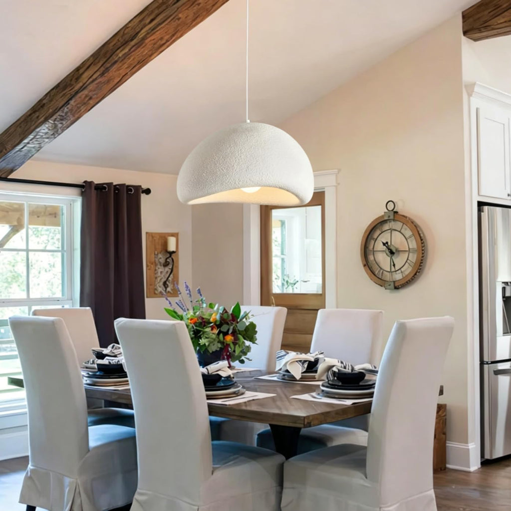 Scandinavian Pendant Lights Kitchen Island White Concrete Cement Look Pendant Light Dome Hanging Lamp Wabi Sabi Chandelier - Large
