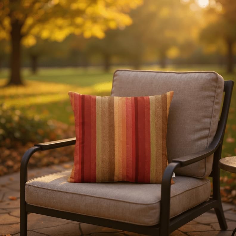 RSH DECOR: Sunbrella Square Throw Pillows Set of 4 | 17" x 17" | Water and Fade-Resistant Performance Fabric | Outdoor Pillow Covers with Down-Alternative Inserts | Astoria Sunset