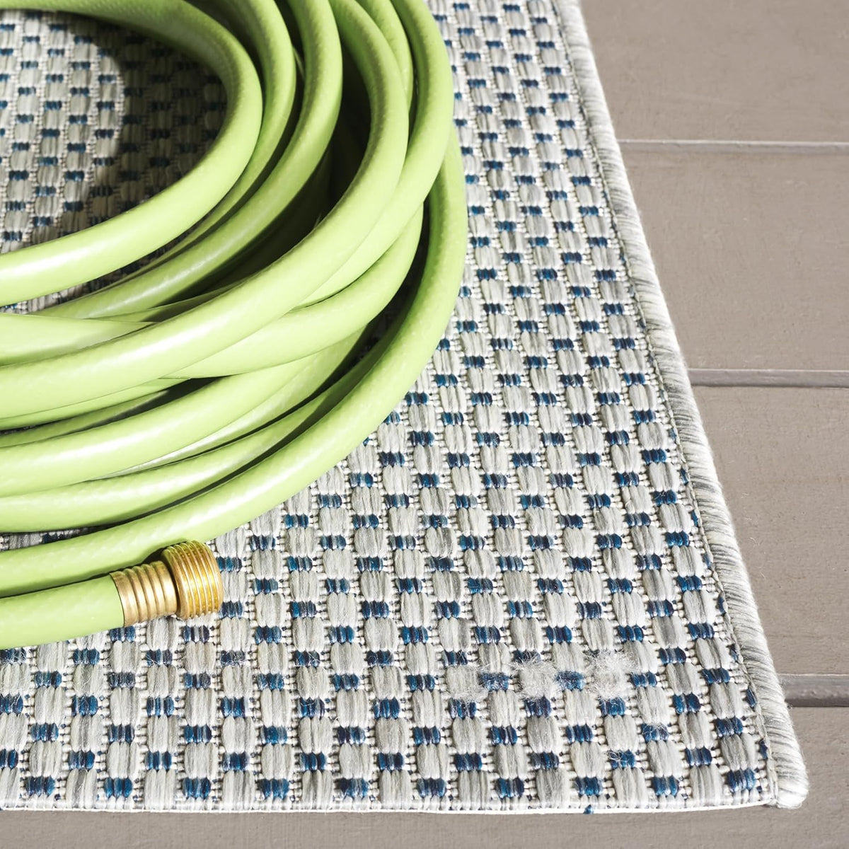 SAFAVIEH Courtyard Collection 8' x 10' Grey/Navy CY8521 Indoor/ Outside Waterproof Easy cleansingPatio Backyard Mudroom Area Mat