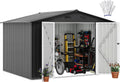 DWVO 10x8FT Outdoor Storage Shed, Spacious Metal Tool Shed with Lockable Doors & Ventilation for Patio, Lawn, and Backyard, Ideal for Storing Garden Equipment, Lawnmowers, and Bicycles, Dark Gray