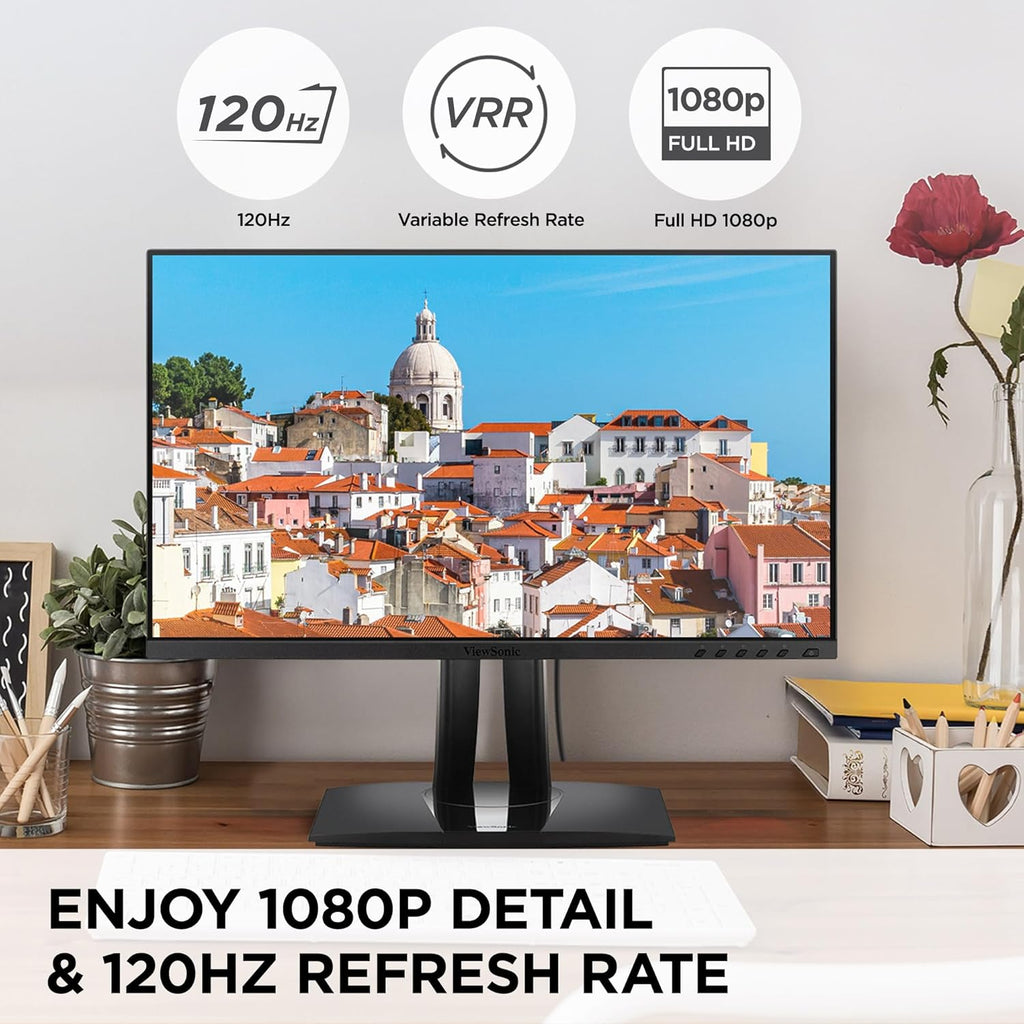 ViewSonic VP2456A 24" 1080p IPS Monitor - Advanced Ergonomics, ColorPro 100% sRGB Rec 709, Pantone Validated, 14-bit 3D LUT, 120Hz, USB, HDMI, DisplayPort, 90W USB C (Renewed)