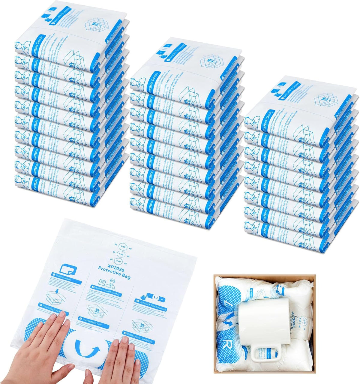 Pangda 32 Pcs 10 × 10 Inch Expanding Foam Packaging for PC & Irregular Shaped Items Shockproof Expandable Packing Foam, Protective Computer Shipping Material for Electronics & Fragile Devices
