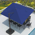 9' X 12' Cantilever Patio Umbrella with Base Included Rectangular Outdoor Large Offset Umbrellas with 7 Tilts Adjustable 360°Rotation for Deck Pool Garden Backyard, Navy
