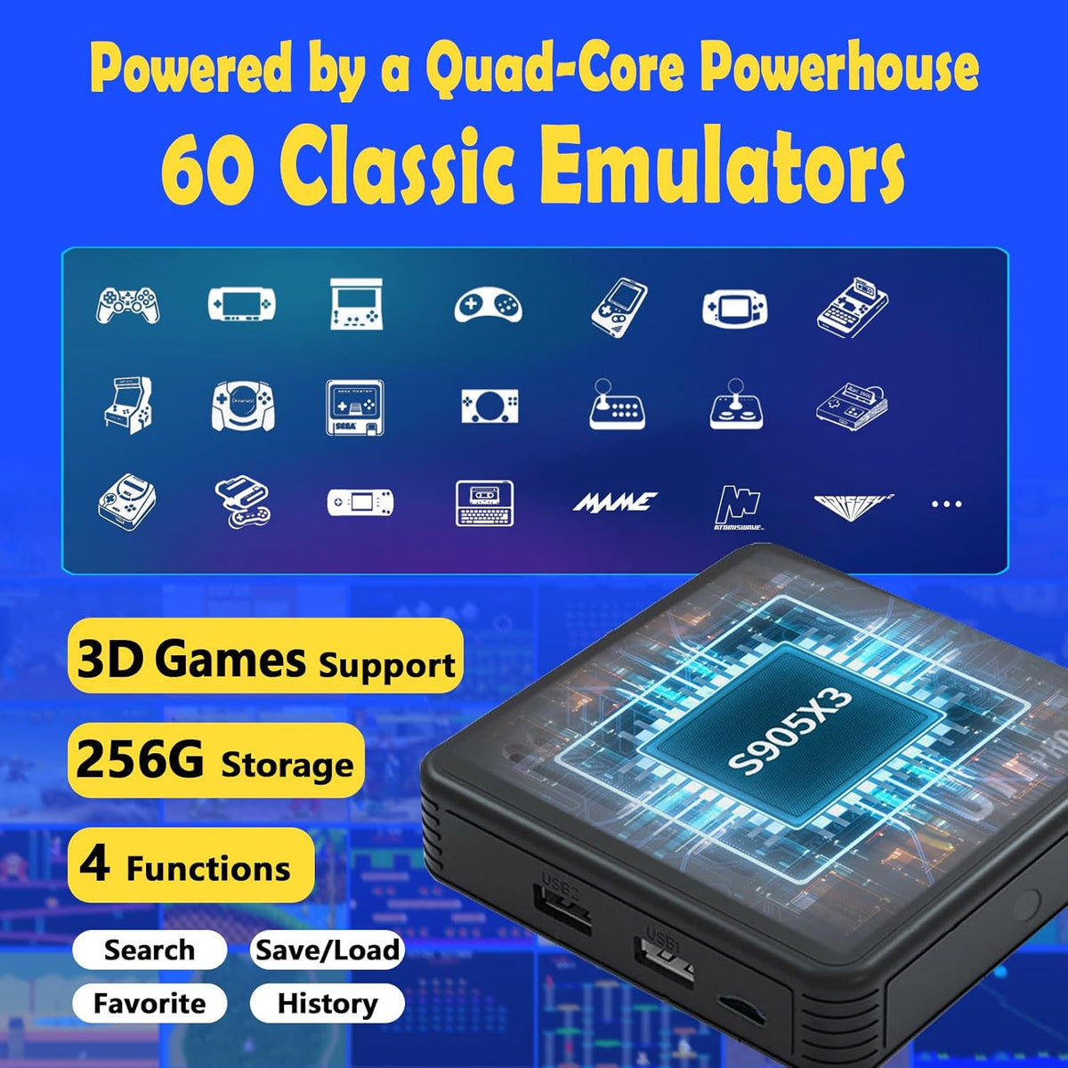 2026 Upgraded G11 Pro Game Box Console, 60,000+ Retro Gaming Console, 45+ Emulators, 4K HD HDMI TV Game Stick with Video Games, Plug & Play Game Console for TV 2 Wireless Controllers (256G)