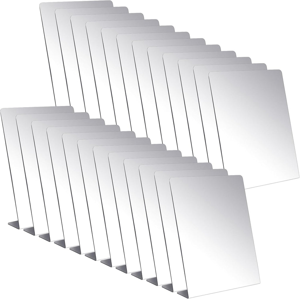 Amyhill 24 Pcs Counter Top Mirror Freestanding Single Self-Portrait Mirror Single Sided Acrylic Desk Glass for Tabletop Bedroom Office Bathroom Home Dorm (8.5 x 9 Inch)
