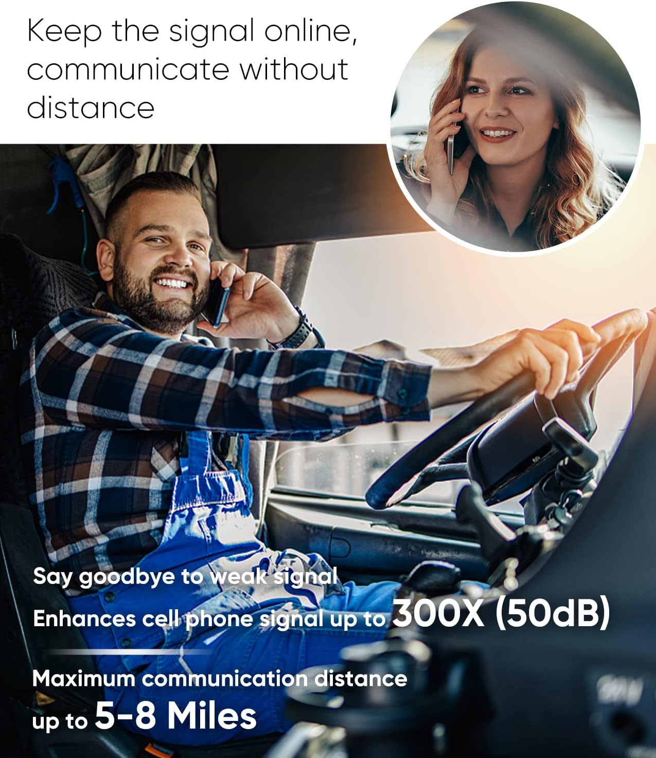 Cell Phone Booster for Truck RV Vehicle, Cell Phone Signal Booster Compatible with All U.S. Carriers AT&T, Verizon, T-Mobile & More, Boosts 5G/4G LTE/3G Signal for Band 4/12/13/17/5/2/25