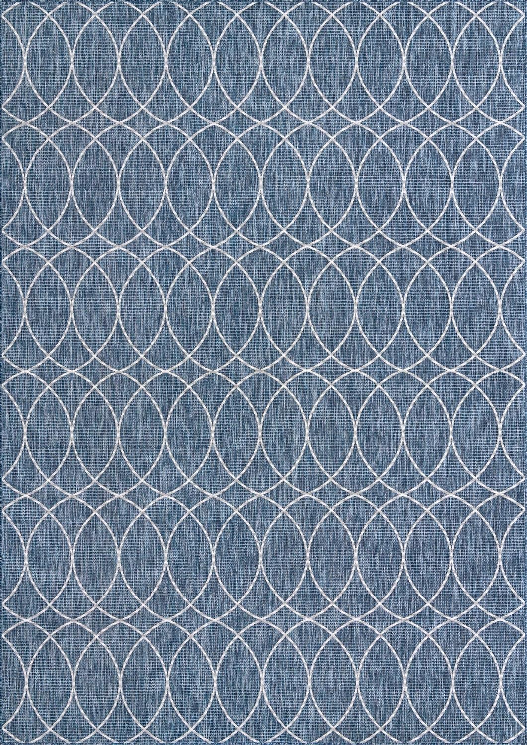 Unique Loom Outdoor Trellis Collection Area Rug - Gitter (10' x 14' 1" Rectangle, Blue/ Ivory)