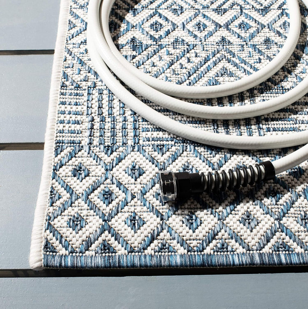 SAFAVIEH Washable Rug Outdoor Courtyard Collection - 9' x 12', Blue & Navy, Non-Shedding & Easy Cleaning, Ideal for Patio, Backyard, Mudroom (CY8235-53412)