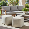 SIMPLIHOME Zelma Square Pouf – 18 inch Wide Upholstered PET Polyester Ottoman in Dune Beige, Boho Indoor/Outdoor Footstool or Extra Seating for Living Room or Patio, Assembled