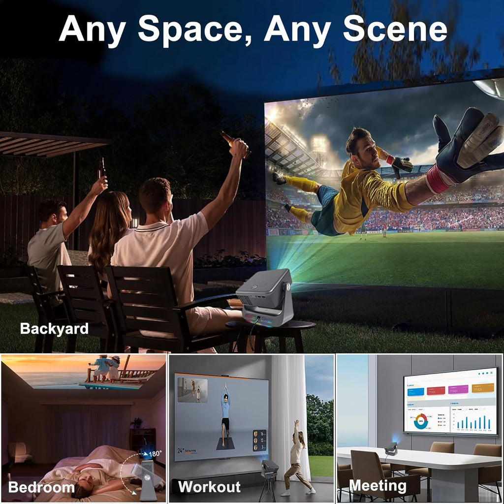 【Official Google TV/1500 ANSI/4K Supported】Smart TV Projector with WiFi and Bluetooth, Native 1080P Portable Projector, Auto Focus & Keystone, Voice Input, Mini Proyector for Home Cinema, iOS/Android
