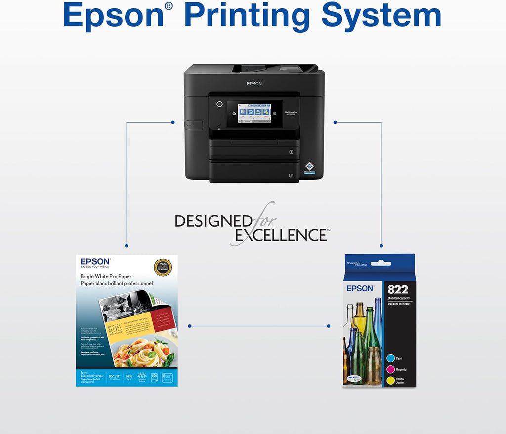 EPSON 822 DURABrite Ultra Ink High Capacity Black & Standard Color Cartridge Combo Pack (T822XL-BCS) Works with WorkForce Pro WF-3820,3823, 4820, 4830, 4833, 4834