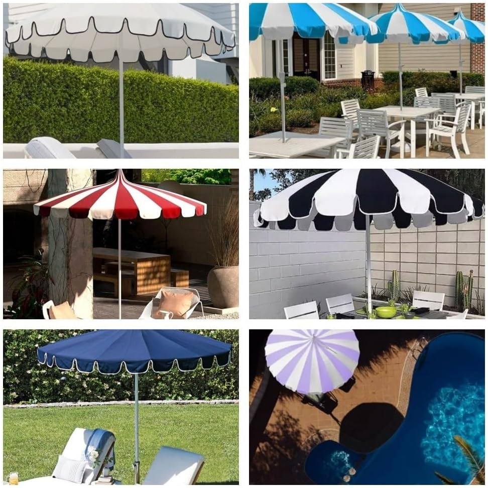 8.5FT Pagoda Patio Umbrella Large Boho Beach Umbrella UV Protection Outdoor Market Table Umbrella For Holiday, Pool, Yard(White)
