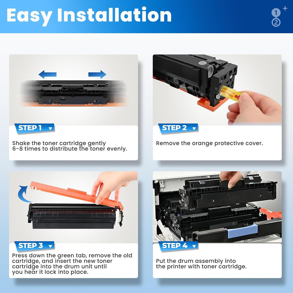 206X Toner Cartridges 4 Pack for Laser Jet M283cdw M283fdw M255dw Compatible for HP 206X 206A W2110X Compatible with Color Laser Jet Pro MFP M283fdw M283cdw M283fdn Pro M255dw M255nw Ink Cartridges