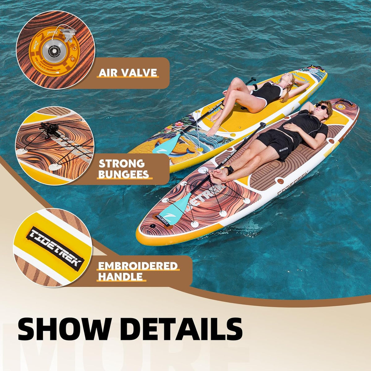 11'/11'6" x 33"/34" x 6" Inflatable SUP Paddle Board – Extra-Wide, Stable Stand Up Paddle Board with Premium Full Accessory Set for Adults & Youth