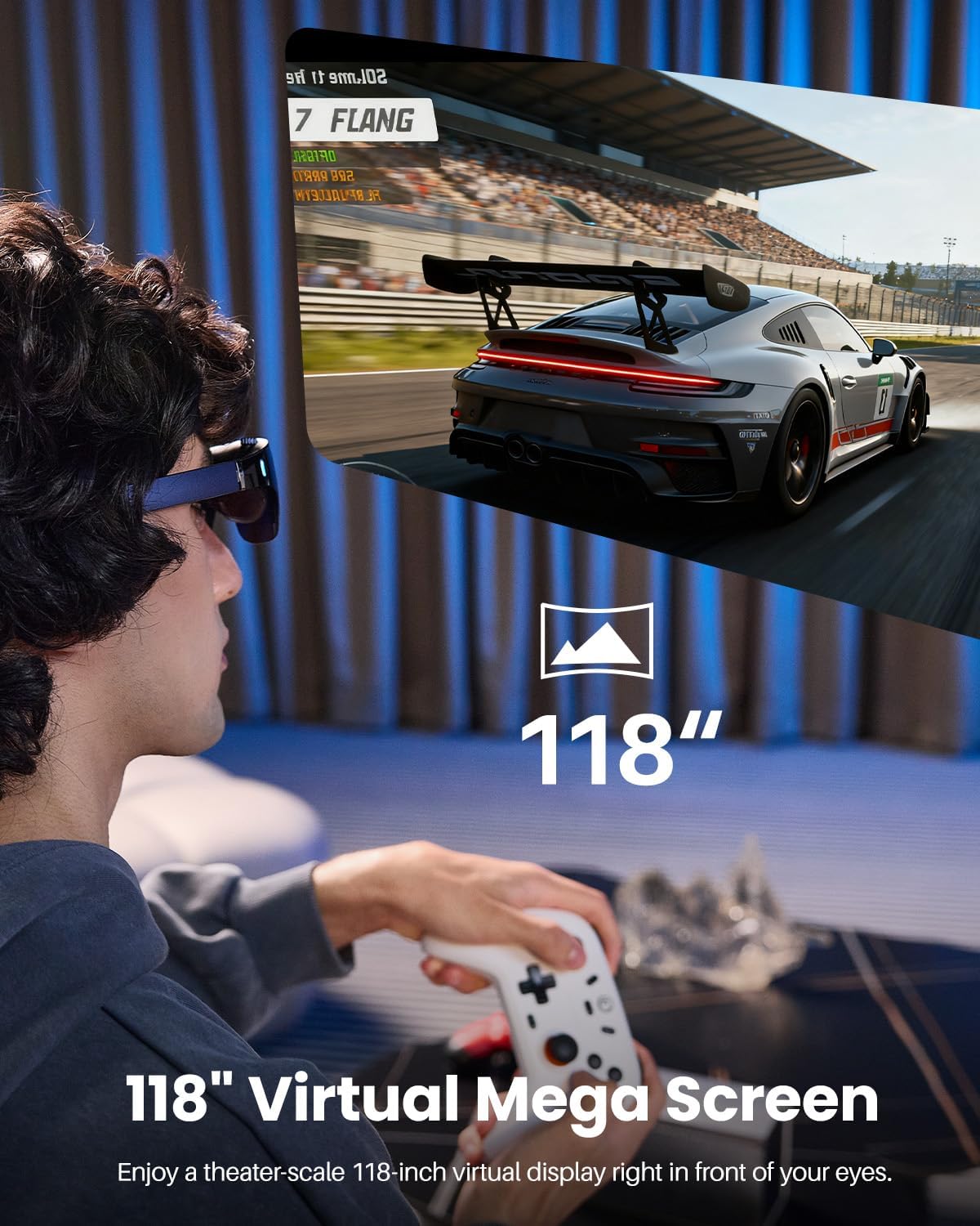 TOZO VIZO V1 AR Glasses with Ultra-Bright Display, Built-in Stereo Speakers, Adjustable Myopia Correction (0–500°), 118" Virtual Mega Screen, 2D/3D Mode Switching Compatible for iPhone/Mac/PC